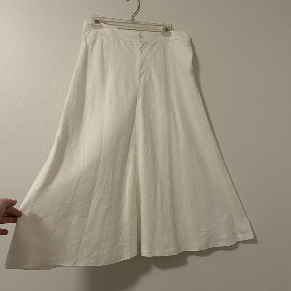 Lauren Ralph Lauren 100% Linen Maxi Skirt White Lined Adjustable - Size 12